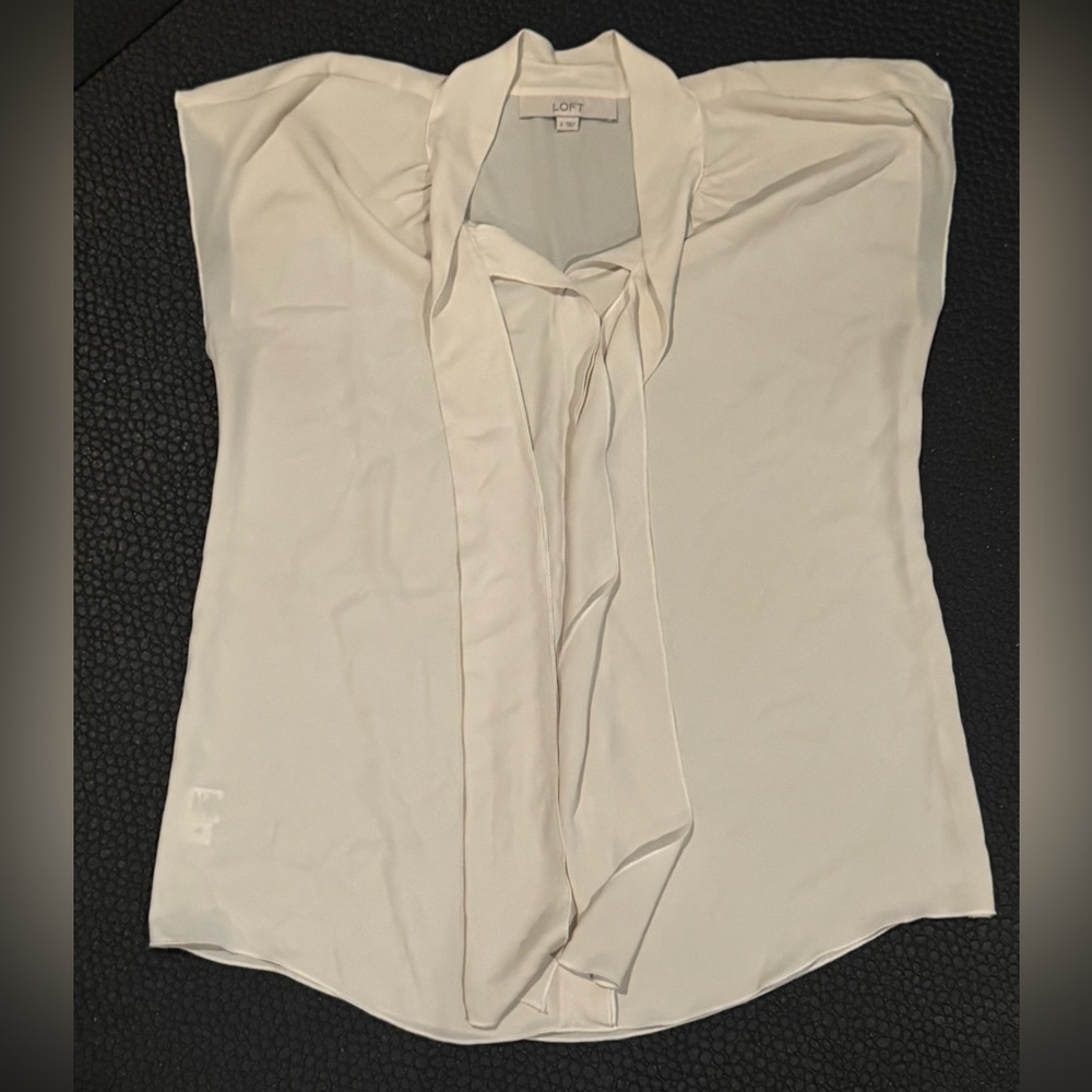 LOFT Cream Blouse with Elegant Neck Detail